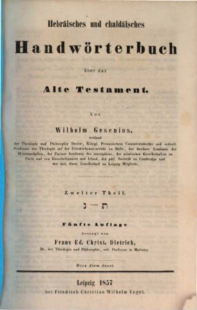 Hebräisches und chaldaeisches Handwörterbuch über das alte Testament, 2
