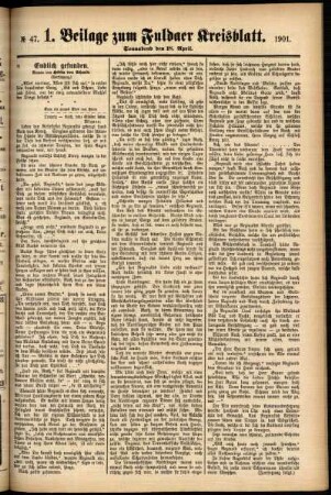 Zweite Ausgabe vom Samstag, den 20. April 1901.