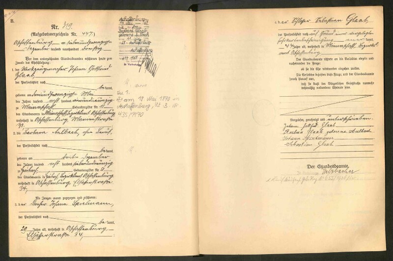 Standesamtsbuch der Stadt Aschaffenburg: Eheschließungen 252/1930 - 130/1931
