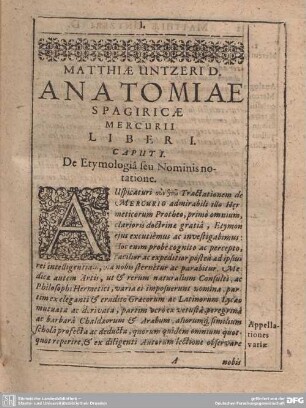 Caput I. De Etymologia seu Nominis notatione.