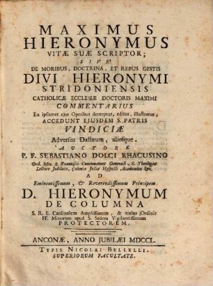 Maximus Hieronymus vitae suae Scriptor