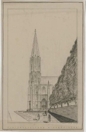 Grund, Peter; Soest; Wiesenkirche 'Maria zur Wiese', Platzgestaltung - Perspektivische Zeichnung (Ansicht)