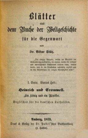 Blätter aus dem Buche der Weltgeschichte für die Gegenwart, I,4