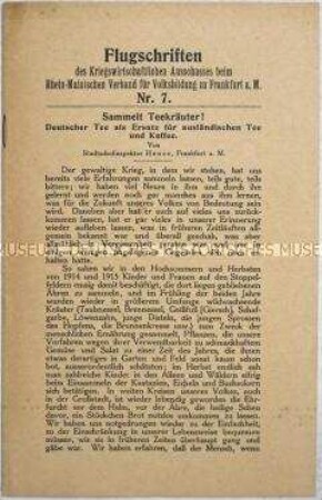 Geheftete Flugschrift zum Sammeln von Teekräutern