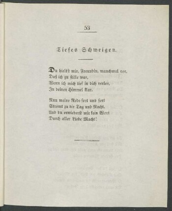 Tiefes Schweigen.
