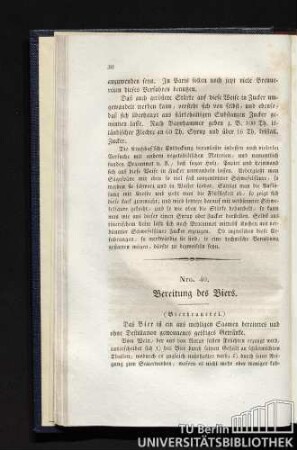 Nro. 40. Bereitung des Biers. (Bierbrauerei.)
