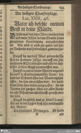 Am heiligen Charfreytage. Luc. XXIII, 46
