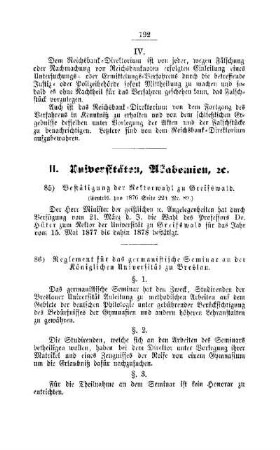 Reglement für das germanistische Seminar an der Königlichen Universität zu Breslau : [II. Universitäten, Akademien, etc.]
