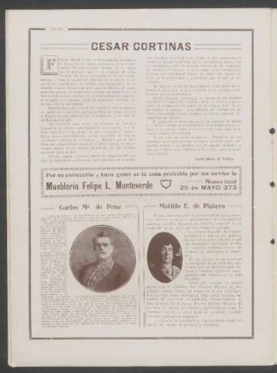 César Cortinas [y] Carlos Ma. de Pena [y] Matilde E. de Platero - [Necrología]