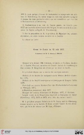 Séance du Comité du 13 août 1877
