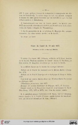 Séance du Comité du 13 août 1877
