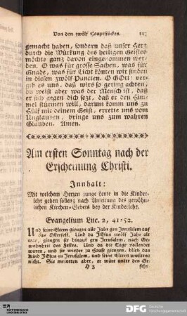 Am ersten Sonntag nach der Erscheinung Christi