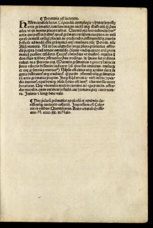 Peroratio ad lectorem.