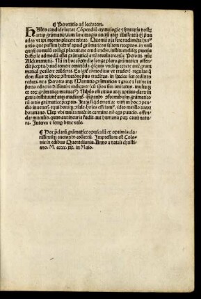 Peroratio ad lectorem.