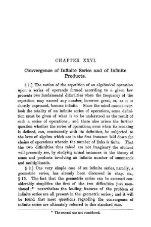 Chapter XXVI. Convergence of infinite Series and of infinite Products.