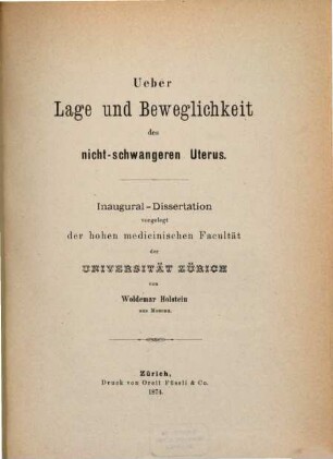 Über Lage und Beweglichkeit des nicht-schwangeren Uterus