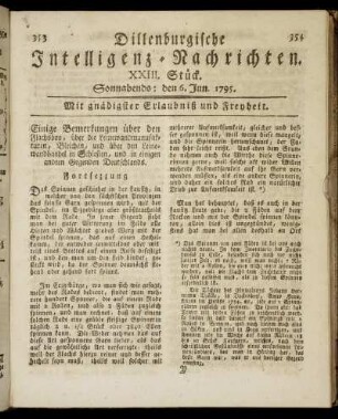 XXIII. Stück. Sonnabends: den 6. Jun. 1795.