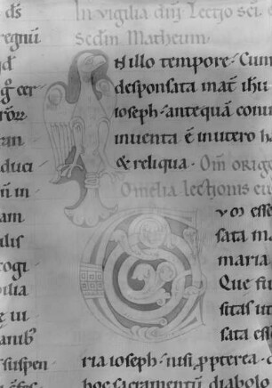 Homilien aus Springiersbach — Initiale I (n illo tempore) in Gestalt eines Adlers, Folio 23recto
