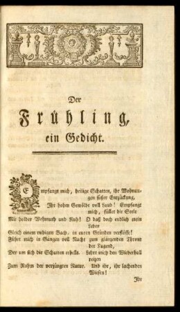 Der Frühling, ein Gedicht