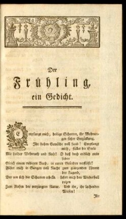 Der Frühling, ein Gedicht