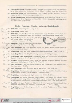Fibeln. Armringe. Nadeln. Varia zum Handgebrauch (Nr. 284-417)