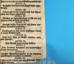 Moriophaël, ein Engel in der Holtz-Kammer : in einem Faßnacht-Spiel zu Jehna, vorgestellet in Seminario Inst. Cler. Luc. in comm. vivent. Ingolstadiensi a. 1737 ; [Periocha]