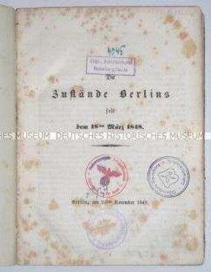 Schrift über die politischen Verhältnisse in Preußen seit der Märzrevolution 1848