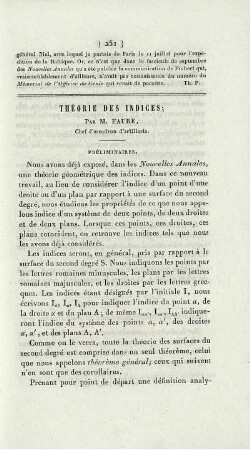 Théorie des indices.