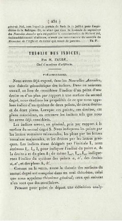 Théorie des indices.