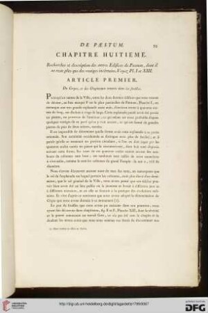 VIII. Recherches et descriptions des autres Edifices de Paestum