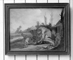 Zwei Szenen aus dem Leben Samsons — Samson bindet die Füchse zusammen und brennt die Kornfelder nieder