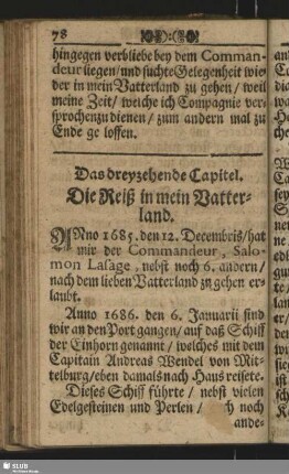 Das dreyzehende Capitel. Die Reise in mein Vatterland