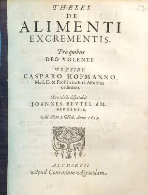 Theses De Alimenti Excrementis