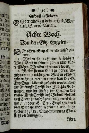 Achte Woch. Von den Ertz-Engelen