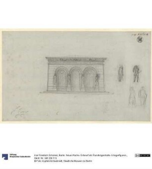 Berlin. Neue Wache. Entwurf als Rundbogenhalle. Kriegerfiguren.