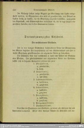 Dreiundzwanzigster Abschnitt. Die verschiedenen Einbände