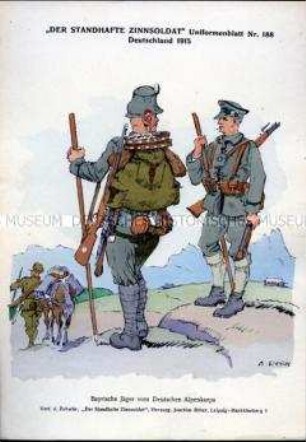 Uniformdarstellung, Bayerische Jäger vom Alpen-Korps, Deutsches Kaiserreich, 1915.