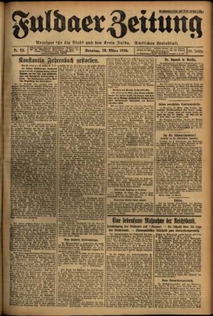 Erste Ausgabe vom Sonntag, den 28. März 1926.