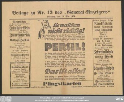 General-Anzeiger für Kemberg, Bad Schmiedeberg und Umgegend, Beilage zu Nr. 43 des „General-Anzeigers“ Mittwoch, den 28. Mai 1924.
