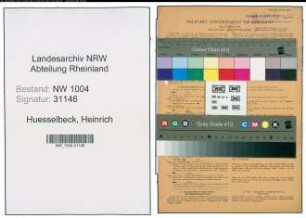 Entnazifizierung Heinrich Huesselbeck , geb. 18.07.1897 (Hafenarbeiter)