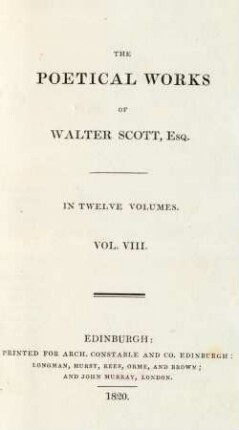 Vol. 8: The poetical works of Walter Scott, Esq.