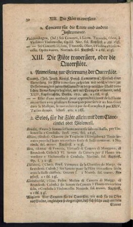 XIII. Flöte traversiere, oder die Queerflöte