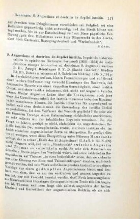 117-121 [Rezension] Henninger, Josef, S. Augustinus et doctrina de duplici justitia