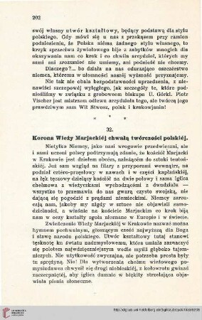 32. Korona Wieży Marjackiéj chwałą twórczości polskiéj.