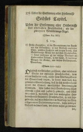 Sechstes Capitel. Ueber die Entfernung aller Hindernisse der ehelichen Fruchtbarkeit, als der zweyten Bevölkerungs-Regel.