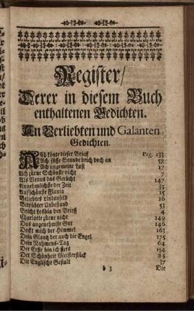 Register/ Derer in diesem Buch enthaltenen Gedichten.