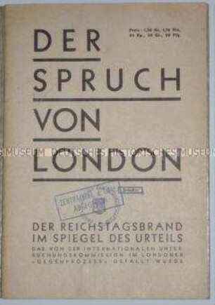 Urteilsspruch des Londoner Gegenprozesses zum Reichstagsbrandprozess