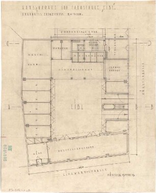 Fischer, Theodor; München, Lindwurmstr.; Garage, Tankstelle und Fahrschule Eibl - Garage u. Fahrschule (Grundriss EG)