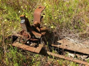 verrostete Weiche an der stillgelegten Bahnstrecke Aschersleben-Quedlinburg