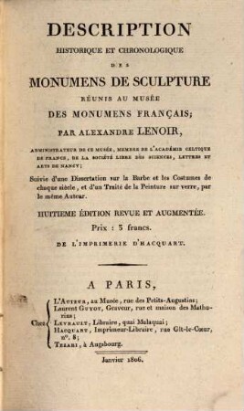 Description historique et chronologique des monumens de sculpture